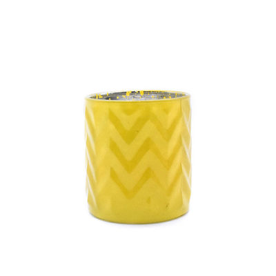 Gelas Lilin Kaca Bergelombang Silinder Kuning Dengan Tutup Aluminium Aluminum