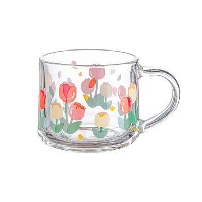 350ml Safe and Durable Glass Drinking Cup with Handle Clear Glass Lead Free Brewery