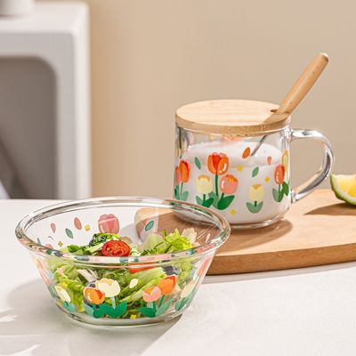 350ml Safe and Durable Glass Drinking Cup with Handle Clear Glass Lead Free Brewery