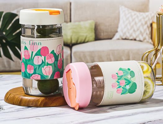 380 ML  Glass Tumbler with Straw and Lid for Loose Leaf Flower Herbal Tea