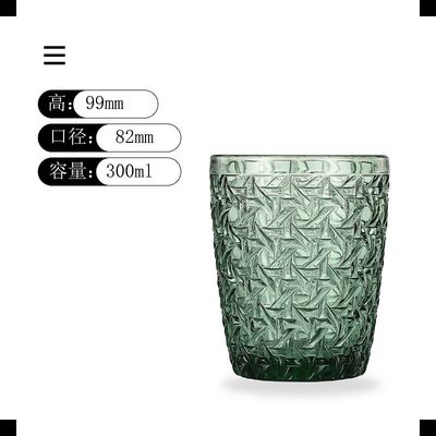8.2 Cm Height Green Colored Glass Cup With 300 Ml Capacity
