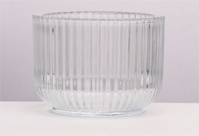 350ml Elegant Ribbed Glass Candle Holders for Wedding and Home Decor