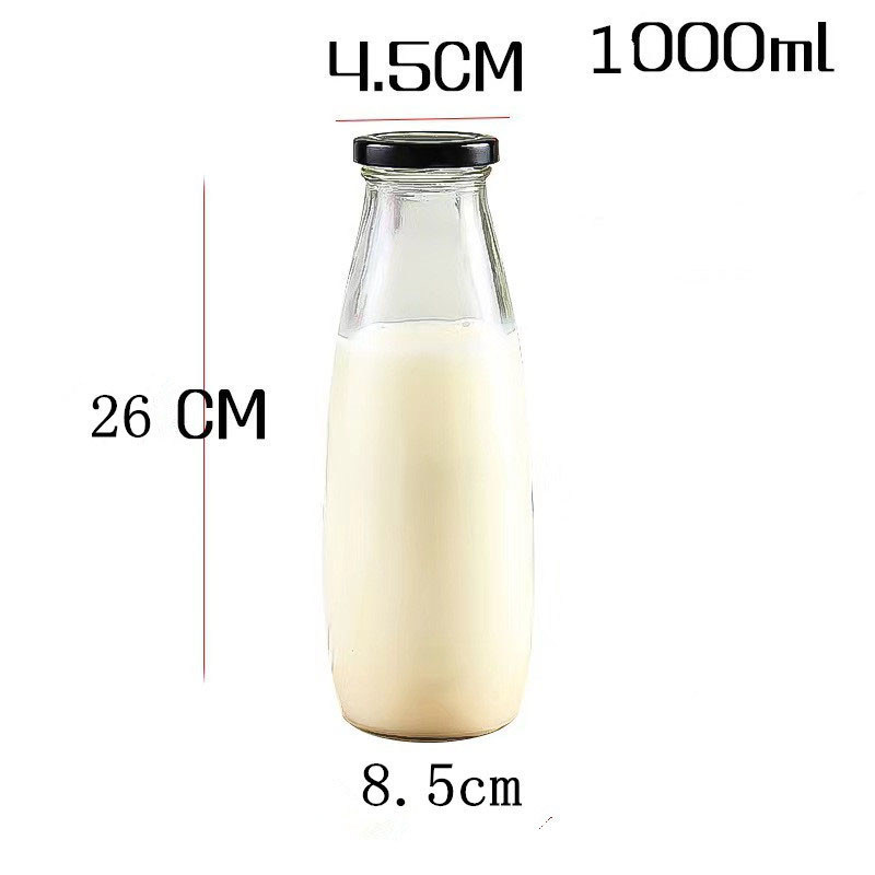 1000ML Clear Leak Proof Reusable Vintage Glass Milk Jars Dishwasher Safe Reusable Various Capacity