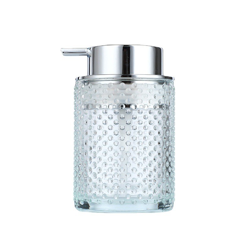 Refillable Glass Hand Foaming Soap Dispensers with Silver Pump for Bathroom Kitchen